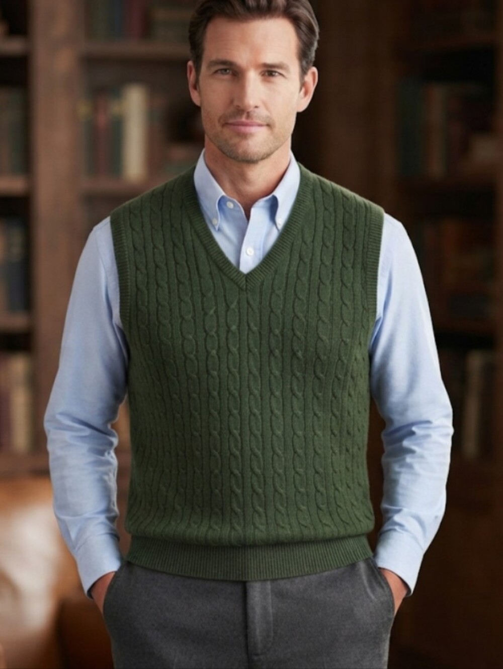 Orvis Charles F. Orvis Signature Collection 100% Wool V-Neck Sweater Vest XL